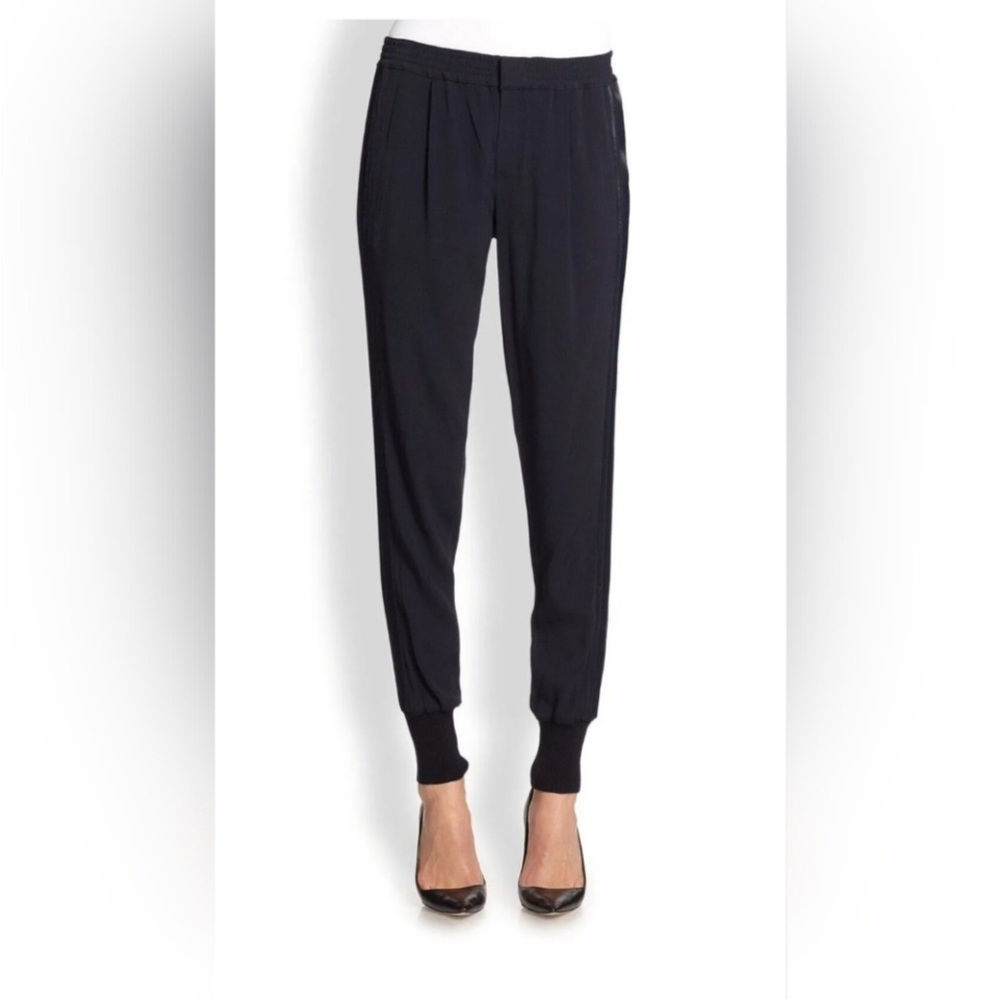 Vince Silk Tuxedo Jogger Pants, black Size large - Picture 3 of 10